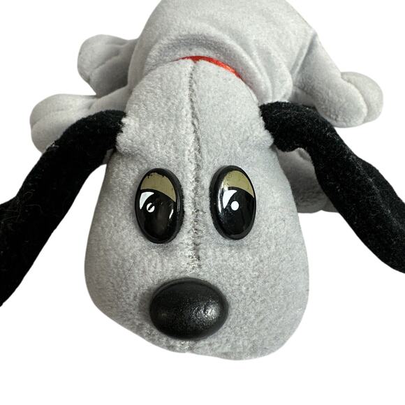 Vintage 1986 Tonka Pound Puppies 7” Plush Gray Black Ears No Spots Red Collar - Picture 6 of 7